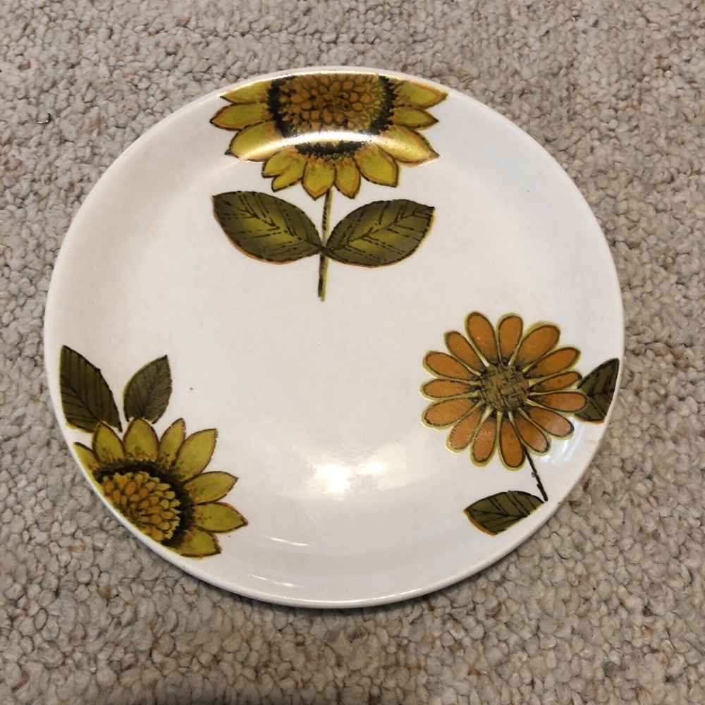 Edwin  Meakin England Glo White Ironstone China 6 3/4 Bread Plate Sunflower